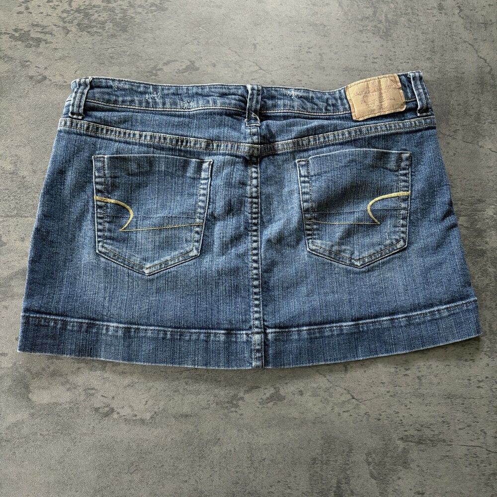 American Eagle Womens 14 Denim Micro Mini Skirt Blue Grunge VINTAGE Y2K 34 in